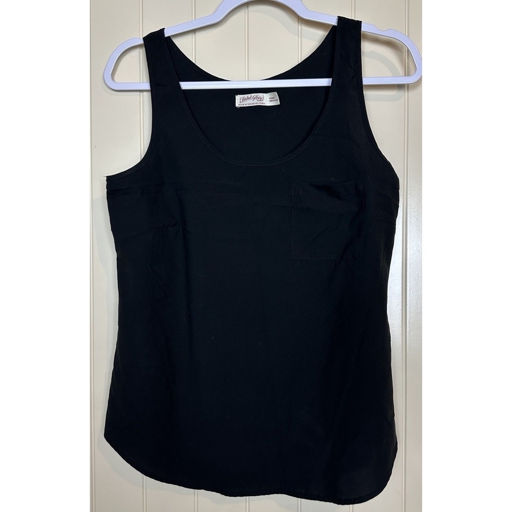 Faded Glory Womens Tank Sleeveless‎ Blouse black Sz S GUC